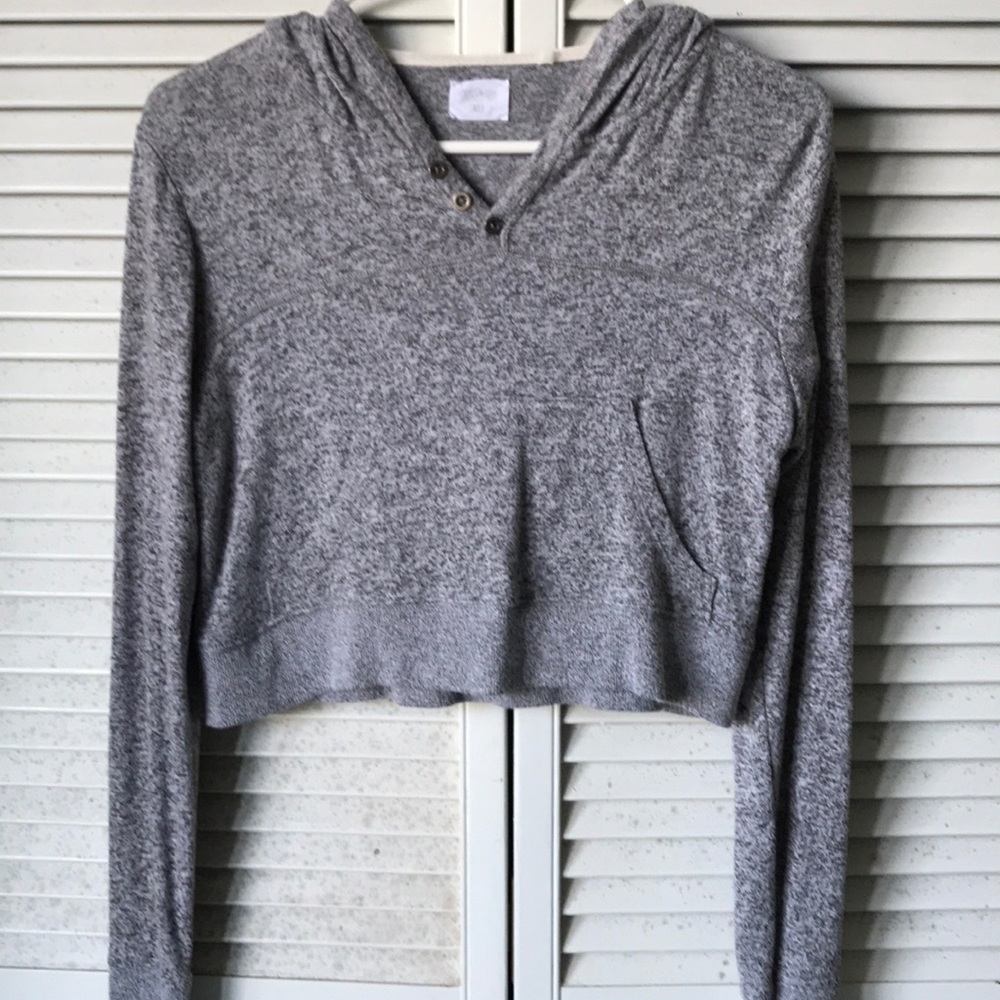 Heather Gray Hoodie, Slightly Cropped